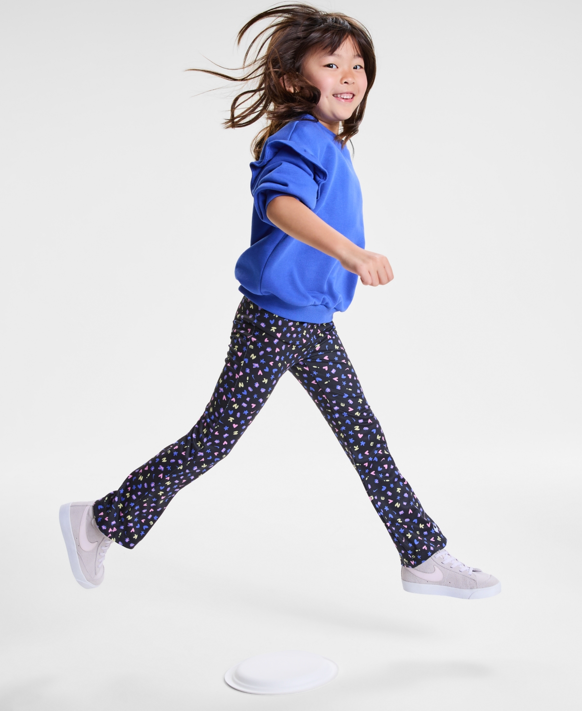 Nike Little Girls Essentials Top & Allover Print Femme Leggings, 2 Piece Set In Blue