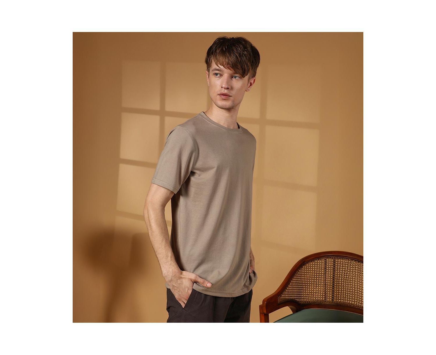 Men's Cloud Grey Solid Regular T-Shirt