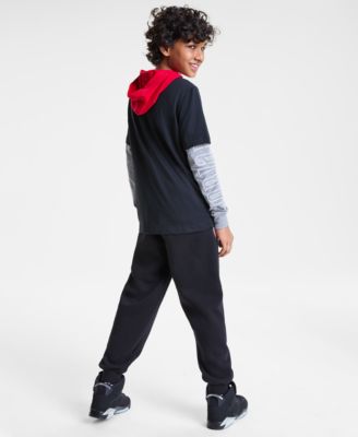 Big Boys Gametime Layered-Look Hoodie & Chenille Patch Pants