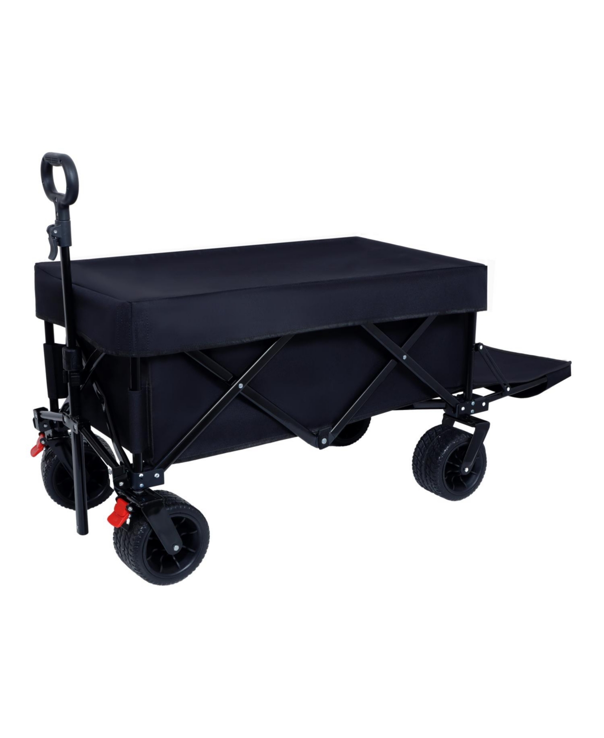 Foldable Wagon with Tailgate, Cover, 400LBS, All-Terrain Wheels - Black