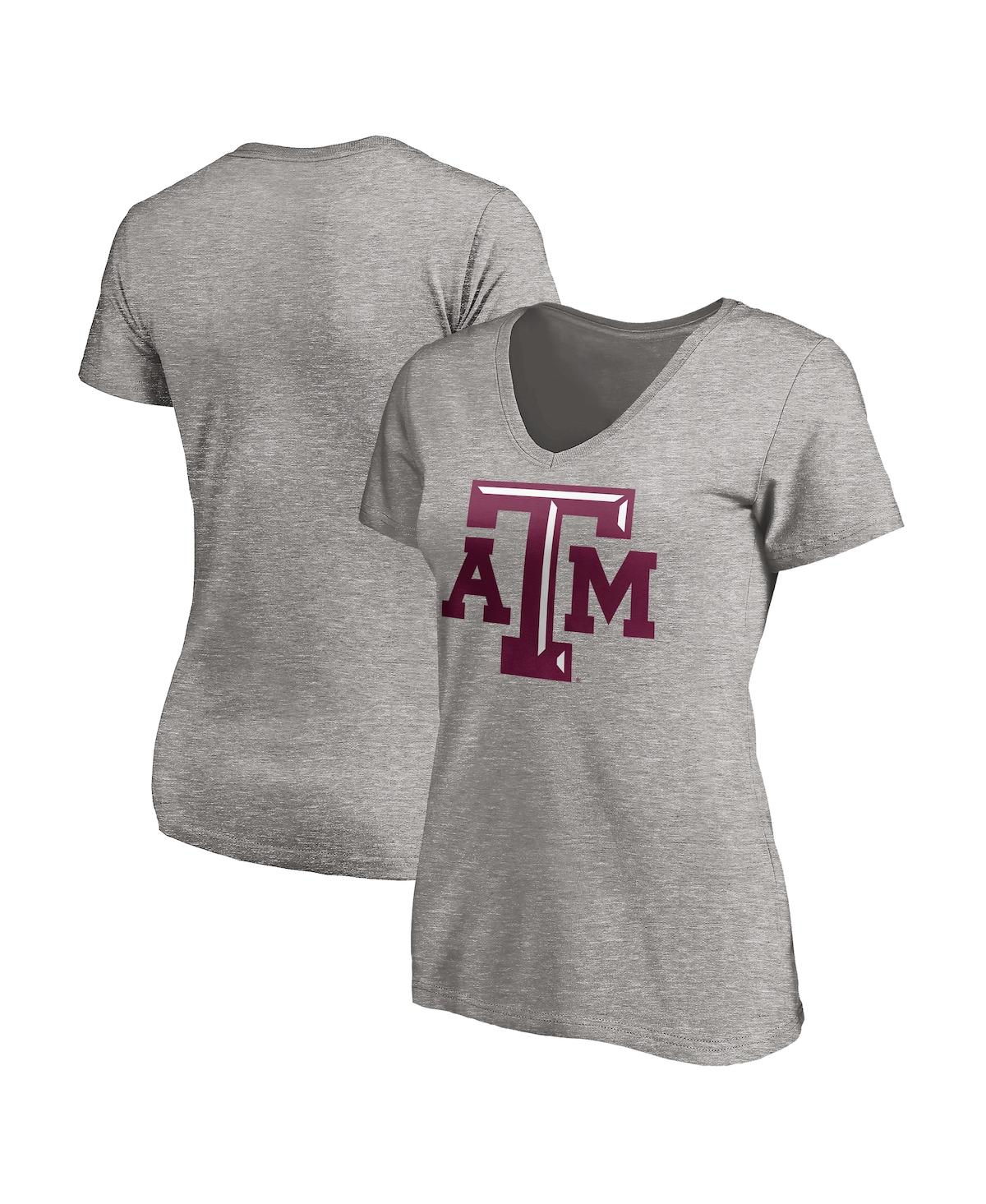 Fanatics Women's Gray Texas A&m Aggies Primary Logo V-neck T-shirt In Gray