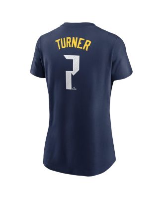 Women's Trea Turner Royal Philadelphia Phillies 2024 City Connect Fuse Player Name Number T-Shirt
