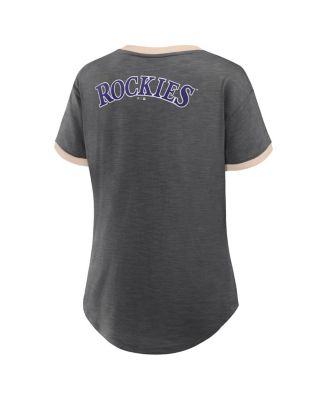 Women's Black Colorado Rockies Binge Worthy Stadium Slub V-Neck T-Shirt