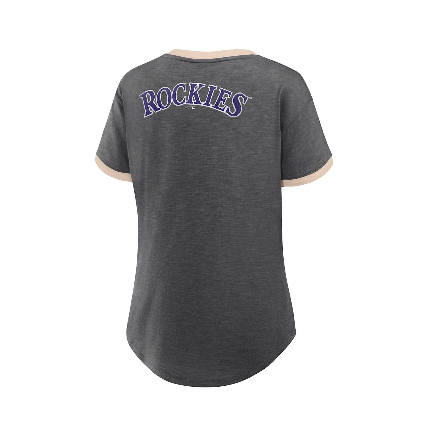 Женская футболка Fanatics Black Colorado Rockies Binge Worthy Stadium Slub V-Neck — фото 3