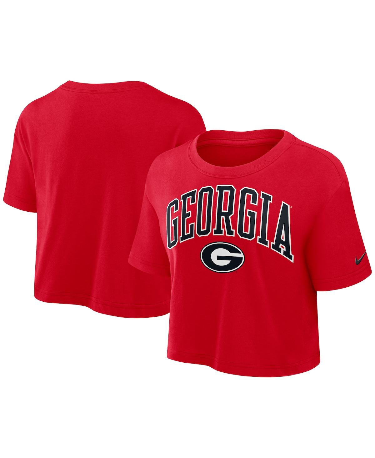 Nike Red Georgia Bulldogs Power Pursuit Athletic Prep Arch Performance Cropped T-shirt