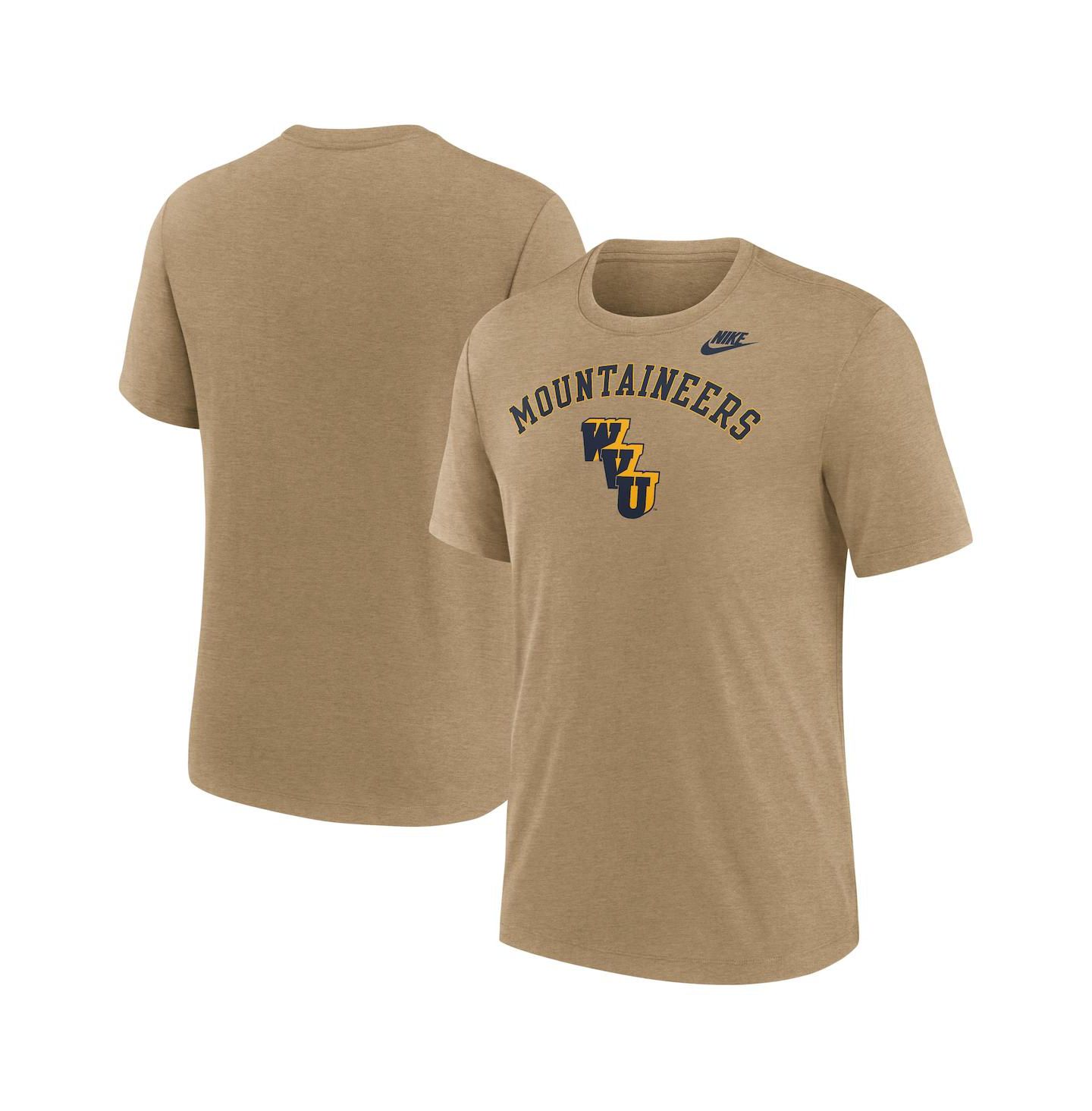Мужская футболка Nike Heather Light Brown West Virginia Mountaineers Legacy Arch Tri-Blend — фото 1