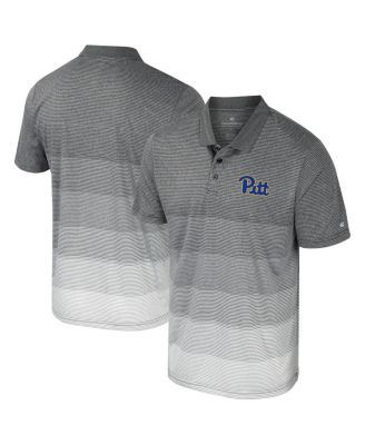 Colosseum - Men's Gray Pitt Panthers Striped Mesh Polo Shirt