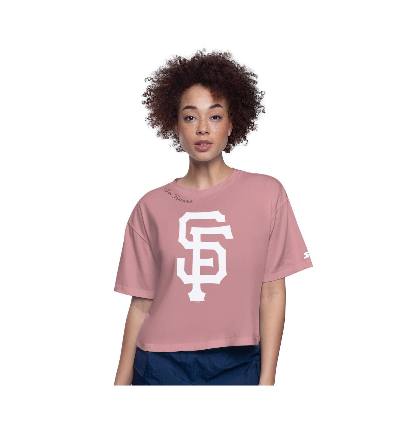 Женская футболка Starter Pink San Francisco Giants Play the Ball Boxy Cropped — фото 1