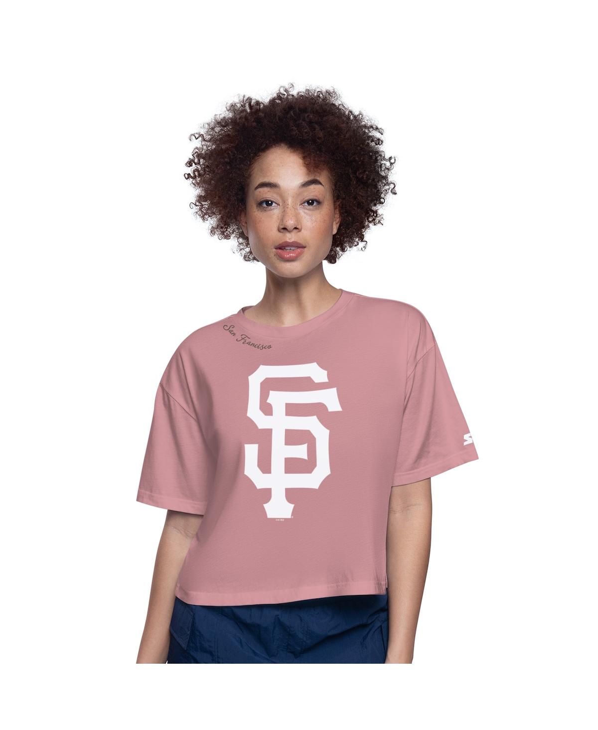 Women's Pink San Francisco Giants Play the Ball Boxy Cropped T-Shirt - Pink