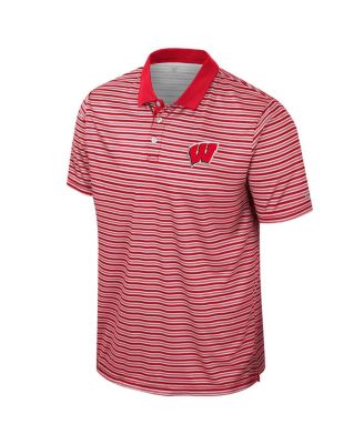 Men's Red Wisconsin Badgers Striped Polo Shirt