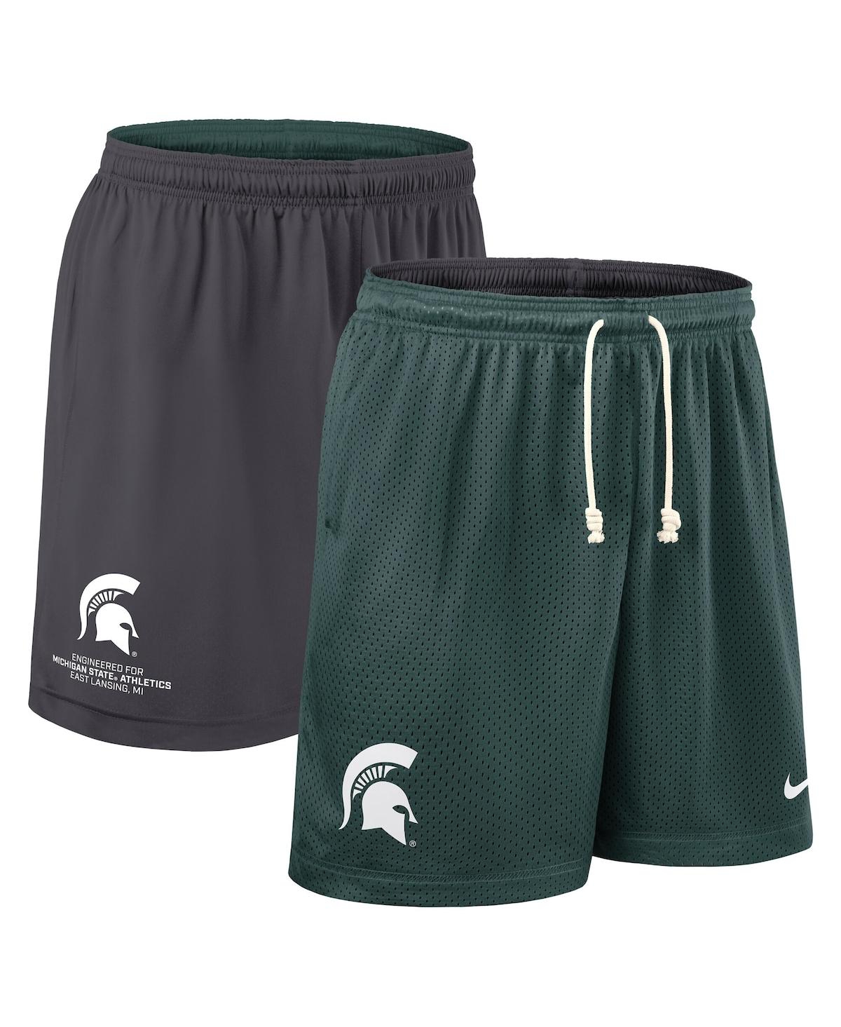 Nike Men's Green/charcoal Michigan State Spartans 2025 Sideline Reversible Performance Shorts In Multi
