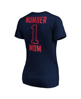 Women's Navy New England Patriots 1 Mom Team Logo V-Neck T-Shirt
