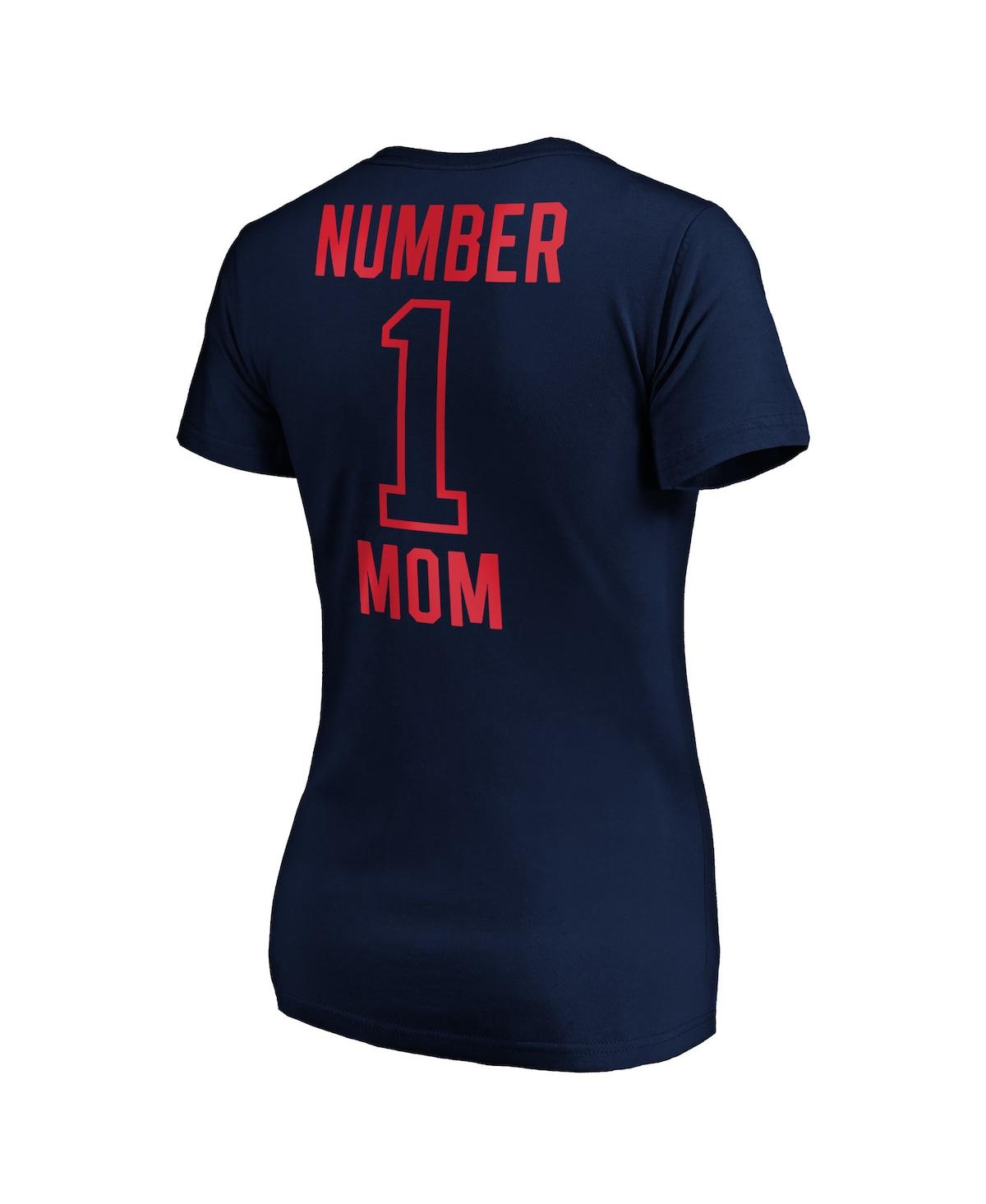 Fanatics Women's Navy New England Patriots 1 Mom Team Logo V-neck T-shirt In Blue