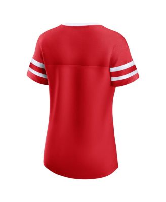 Women's Red Wisconsin Badgers Iconic Athena Lace-Up T-Shirt