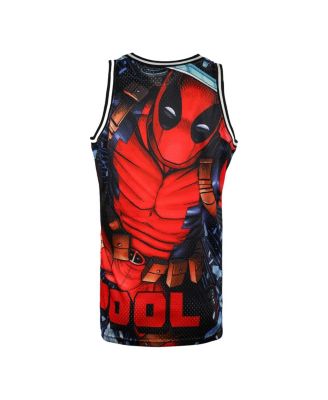 Men's Black Deadpool Comic Big Print Mesh Jersey