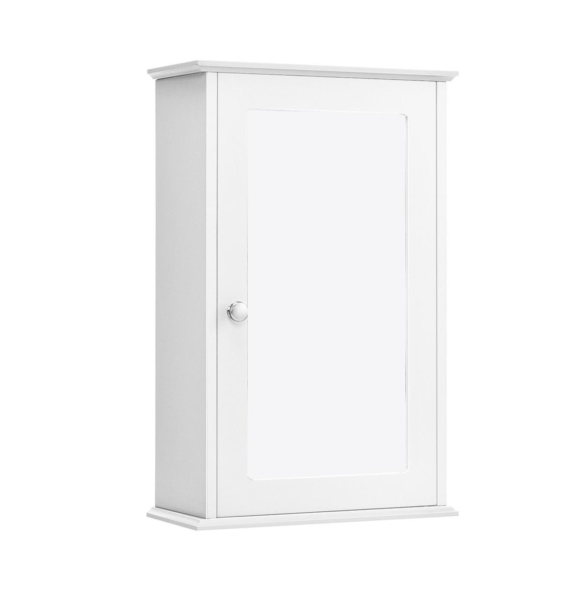 Bathroom Wall Cabinet with Single Mirror Door - White