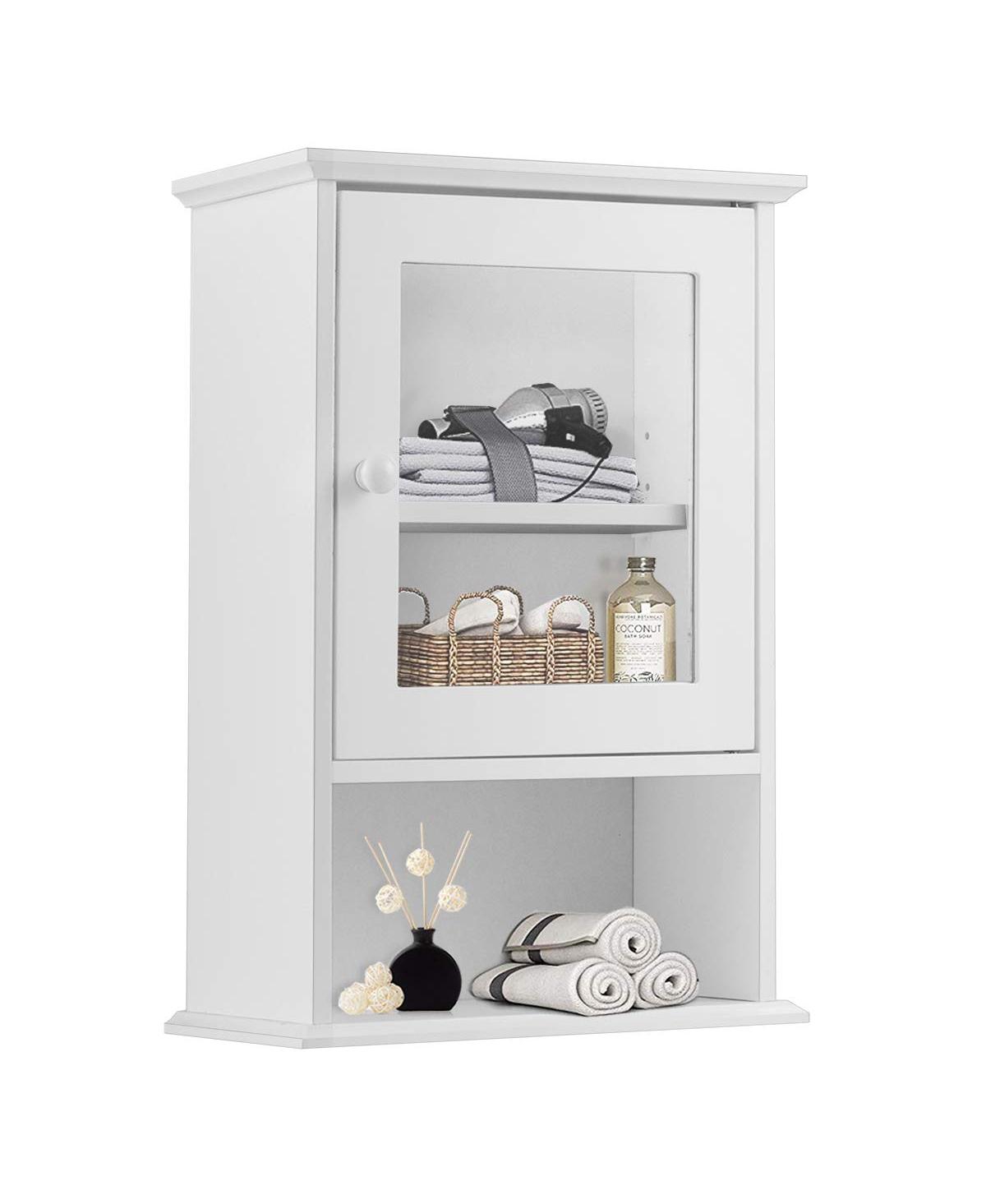 Bathroom Wall Mounted Adjustable Hanging Storage Medicine Cabinet - White