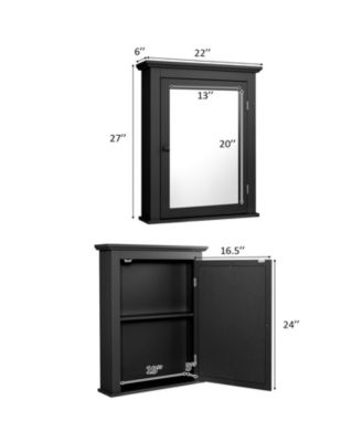 Wall Mount Bathroom Cabinet with One Mirror Single Door Adjustable Shelves Retro Handle