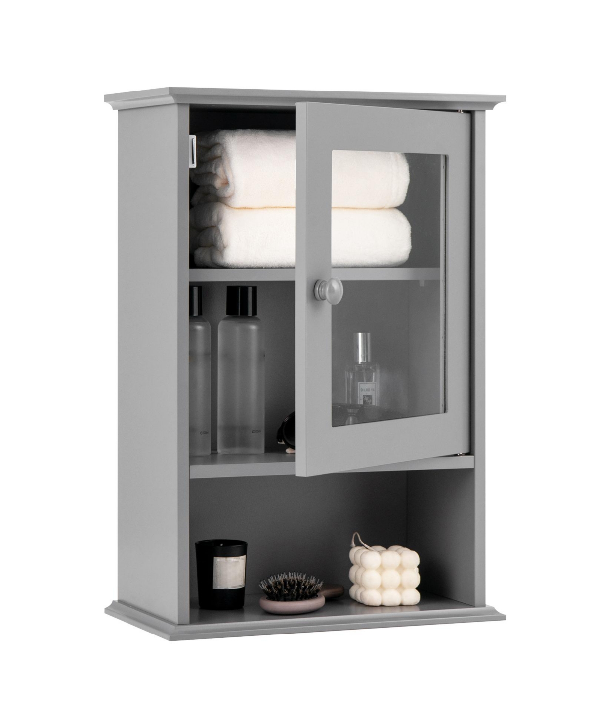 Bathroom Wall Mounted Adjustable Hanging Storage Medicine Cabinet - Grey