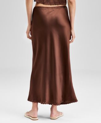 Women's Embroidered Hem Pull-On Midi Skirt, Exclusively at Macy's