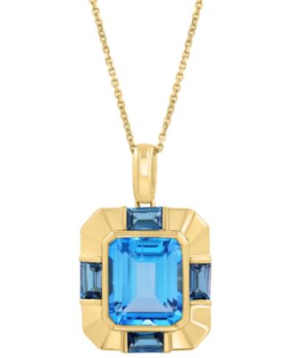 EFFY Collection - Blue Topaz (-- ct. t.w.) & London Blue Topaz (-- ct. t.w.) 18" Pendant Necklace in 14k Gold-Plated Silver