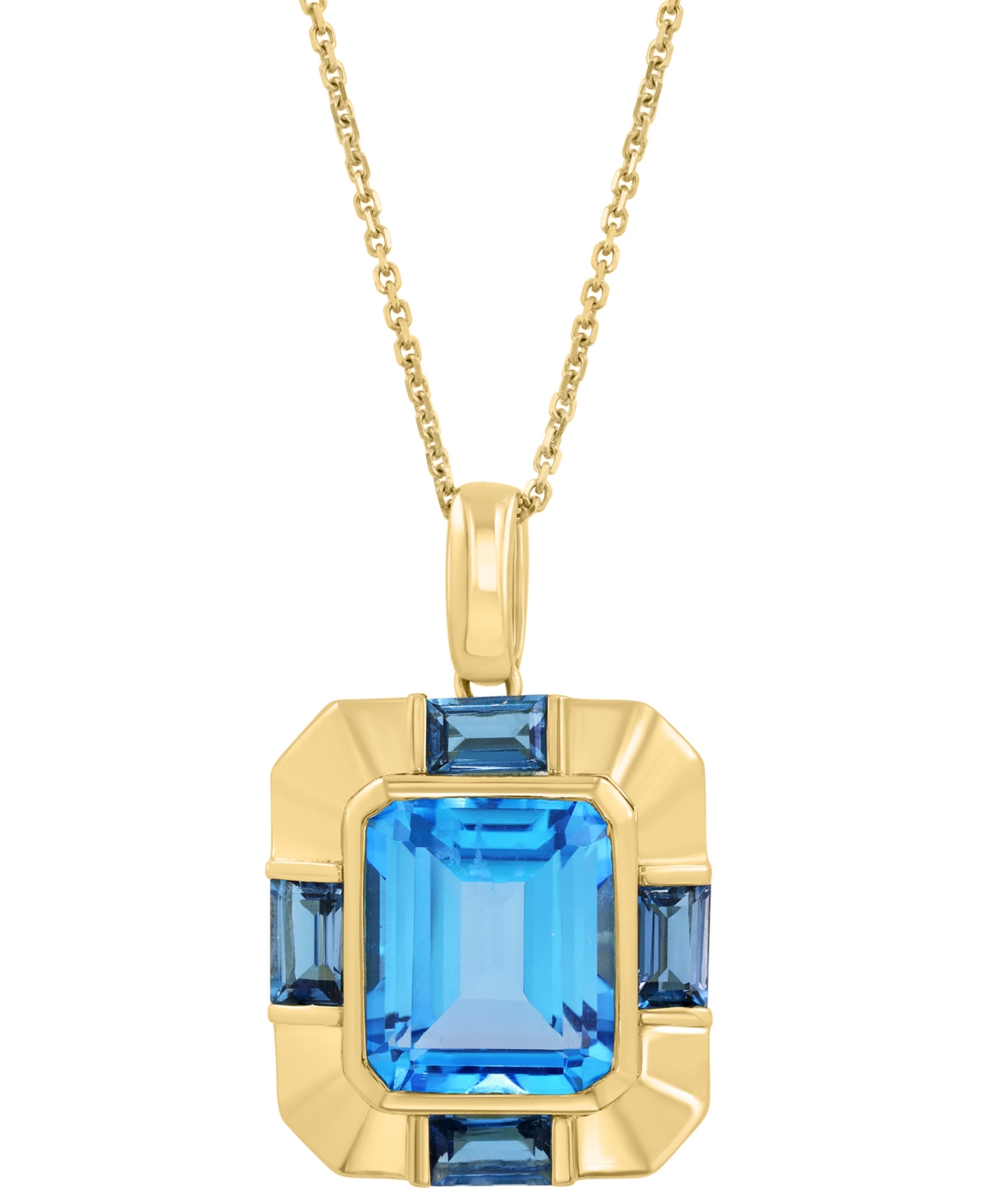 Effy Blue Topaz (7-5/8 ct. t.w.) & London Blue Topaz (1-3/8 ct. t.w.) 18" Pendant Necklace in 14k Gold-Plated Silver - Blue Topaz