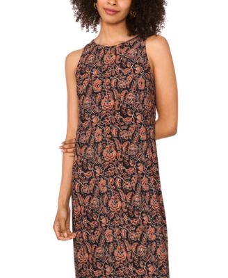Vince Camuto Floral Sleeveless Keyhole-Back Crewneck Maxi