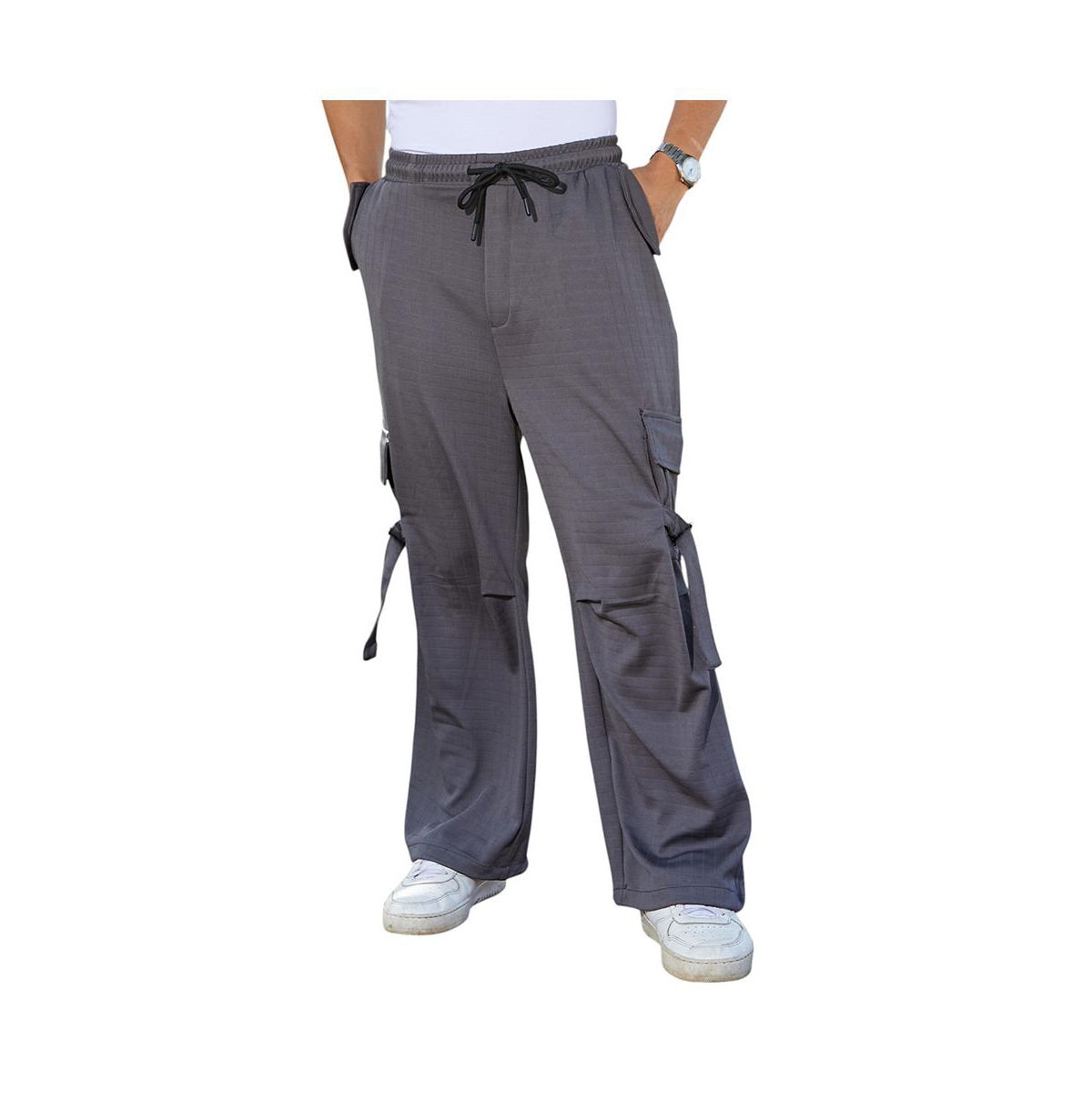 Campus Sutra Men's Moon Grey Checkered Baggy Cargo Pants