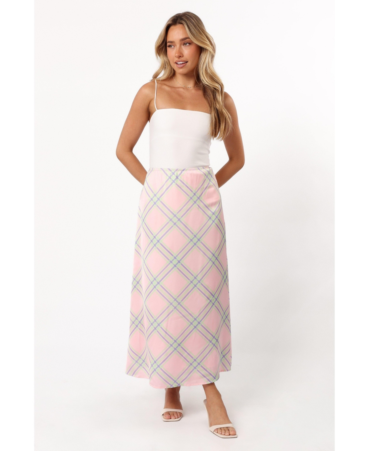 Women's Clarissa Midi Skirt - Pink check