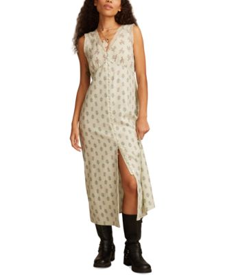 Lucky Brand - Women's Printed Button-Front Sleeveless Midi Dress