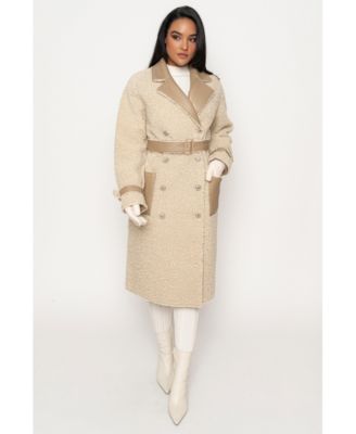 Women's Sherpa And Faux Leather Coat
