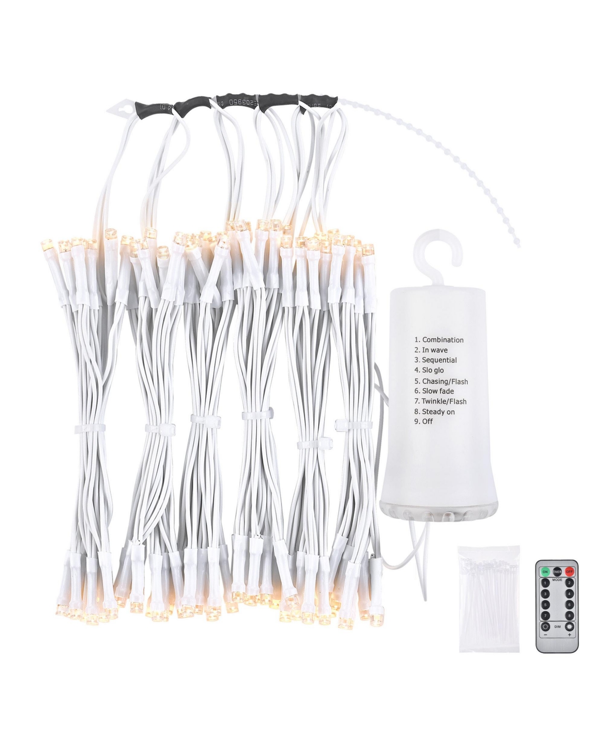Patio Umbrella Solar String Light with Remote Control Timer Fit 6-Rib 7/8/9 Ft Outdoor Shade 96 Led Warm White - Natrual