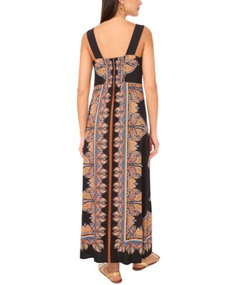 Women's Printed Contrast-Strap Maxi Dress