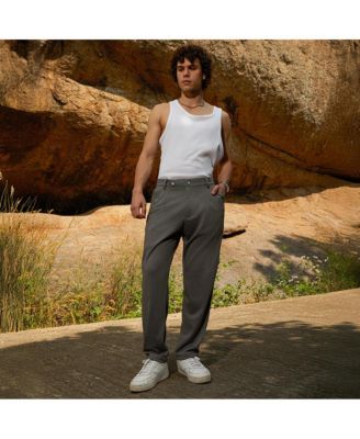 Men's Ash Grey Micro-Check Chino Trousers