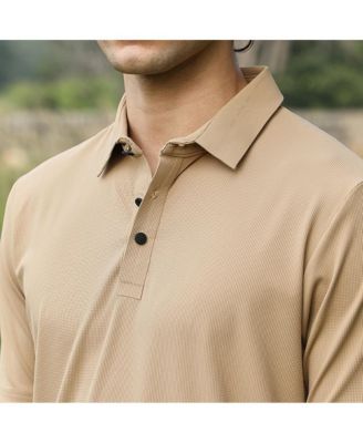 Men's Buff Beige Solid Knit Polo T-Shirt