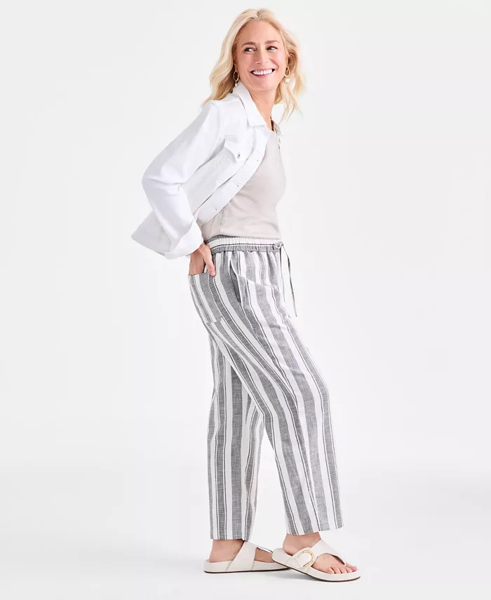 Women's Cotton Mid-Rise Pull-On Wide-Leg Pants - thumbnail 2