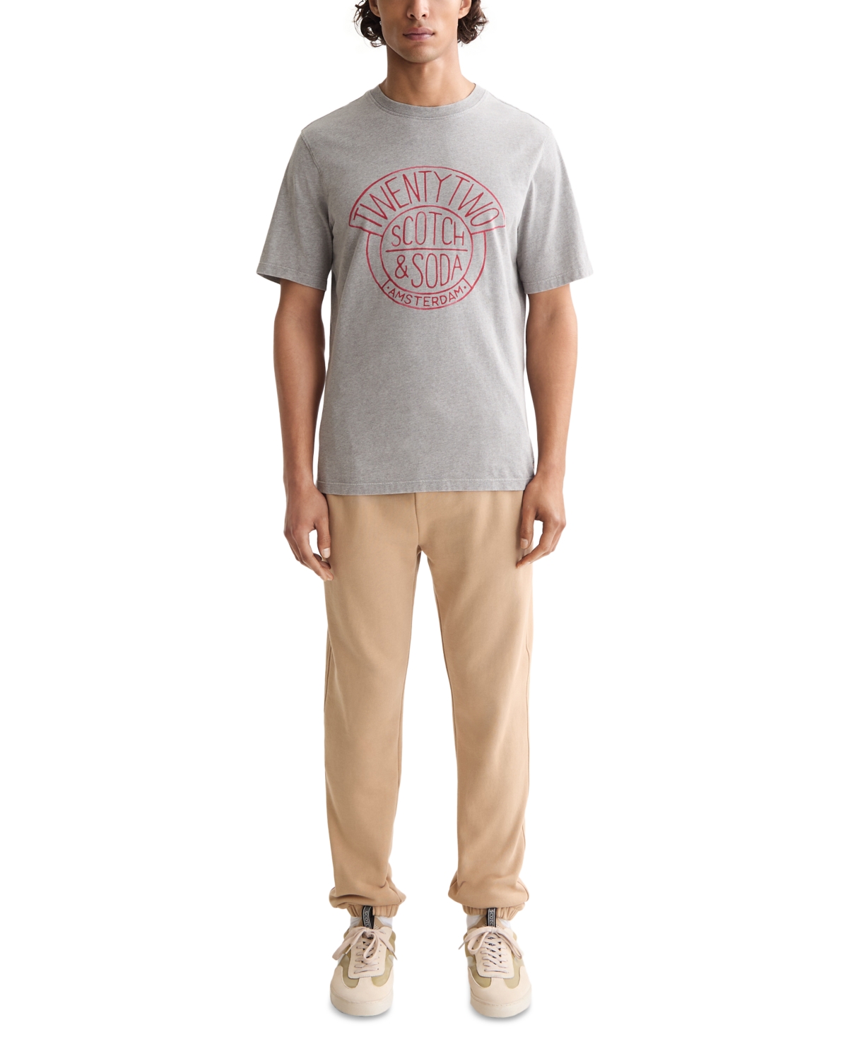 Scotch & Soda Denim Artwork Graphic T-shirt In Burgundy