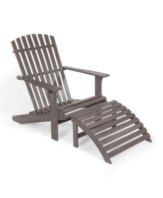 Saranac 2-Piece Traditional Rustic Acacia Wood Adirondack Chair with Detachable Ottoman