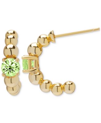 Macy's - Peridot Ball-Beaded Half Hoop Earrings (1/2 ct. t.w.) in 14k Gold over Sterling Silver