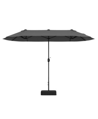13 Feet Double-Sided Patio Twin Table Umbrella with Crank Handle