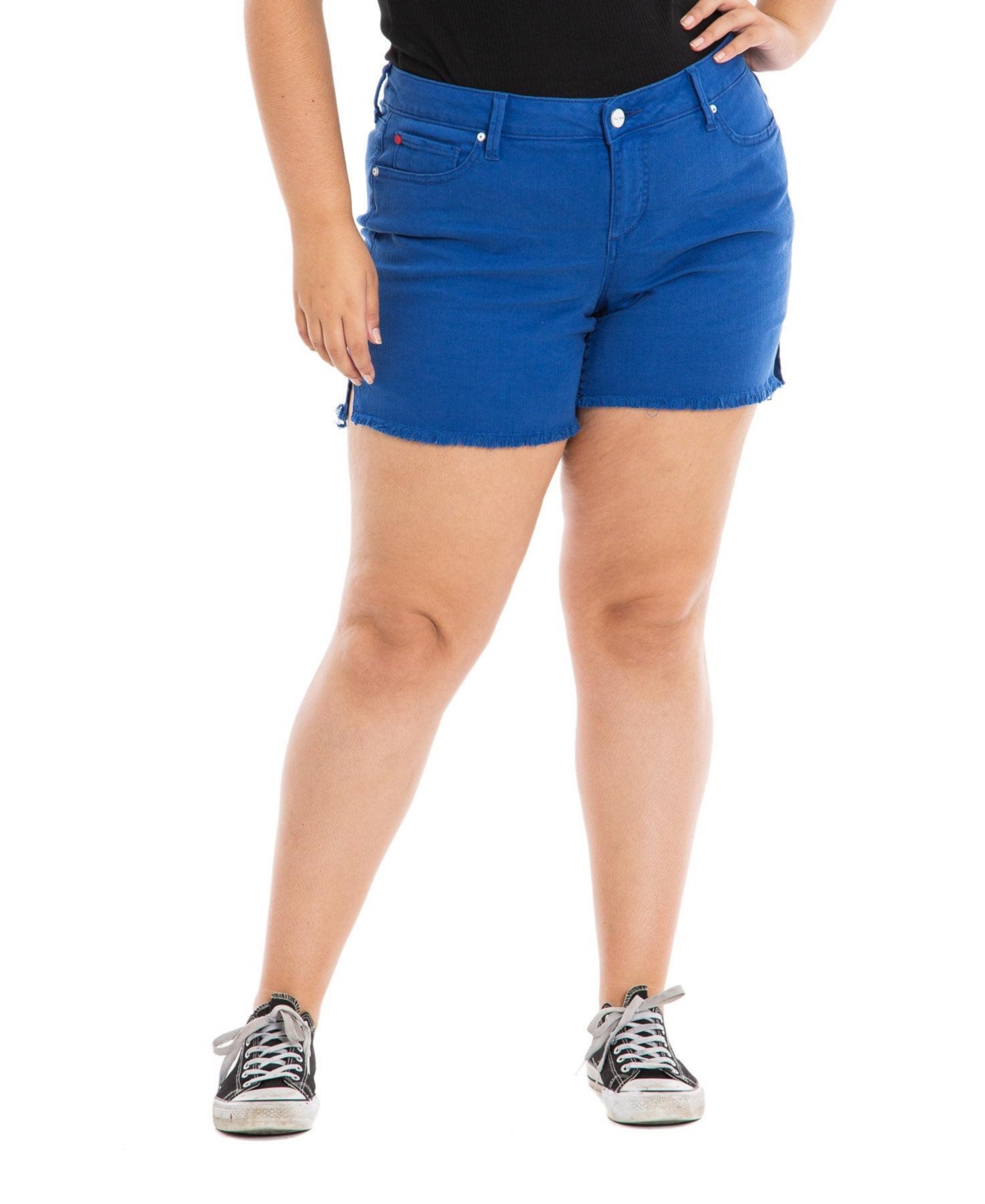 Color Shorts with side vents frayed hem in 6" Inseam - Classic Blue