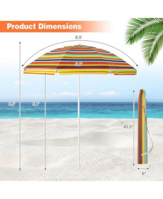 6.5 Feet Patio Beach Umbrella with Waterproof Polyester Fabric