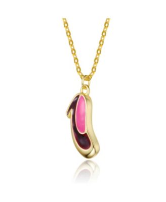 14K Gold Plated with Pink & Red Enamel High Heel Pendant Necklace