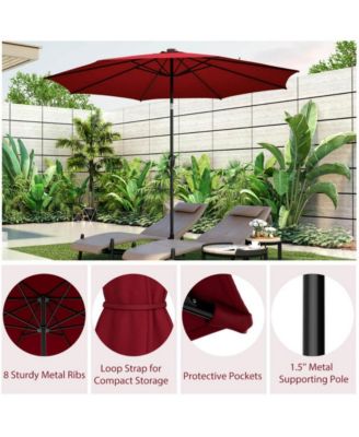 LUCKY ONE 10 Feet Patio Umbrella with 112 Solar Lights and Crank Handle