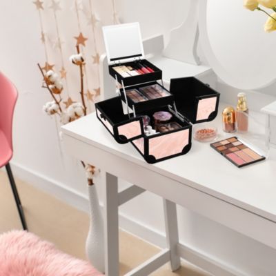 3-Piece Makeup Train Cases Cosmetic Organizer Kit Wheel CB Dusk