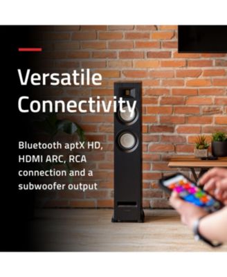 Ri91 Stereo Powered Floorstanding Tower Speakers with AMT Tweeters, 2x6.5", 150W Amp - HDMI, Bluetooth, & RCA