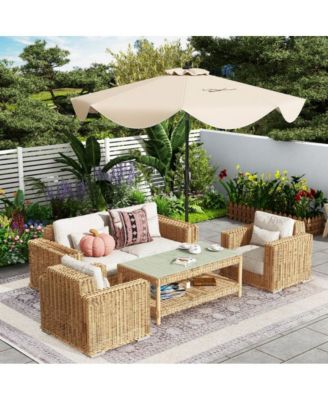 9 feet Patio Umbrella with Crank Handle and Push Button Tilt