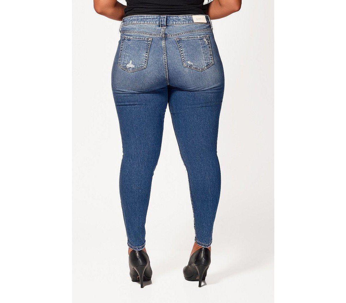 SLINK Jeans Plus Size Denim mid rise ankle skinny in 29" inseam - Jayla view 2 — MAYCSS fashion products