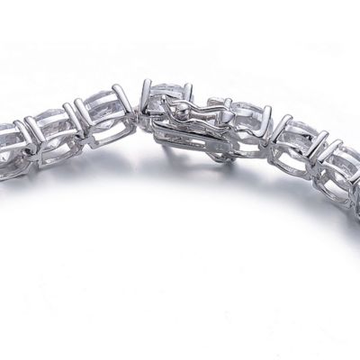 Sterling Silver White Gold Plating with Clear Cubic Zirconia Tennis Bracelet
