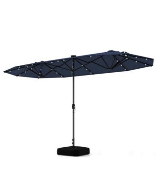 13feet Double-sided Patio Umbrella with Solar Lights for Garden Pool Backyard